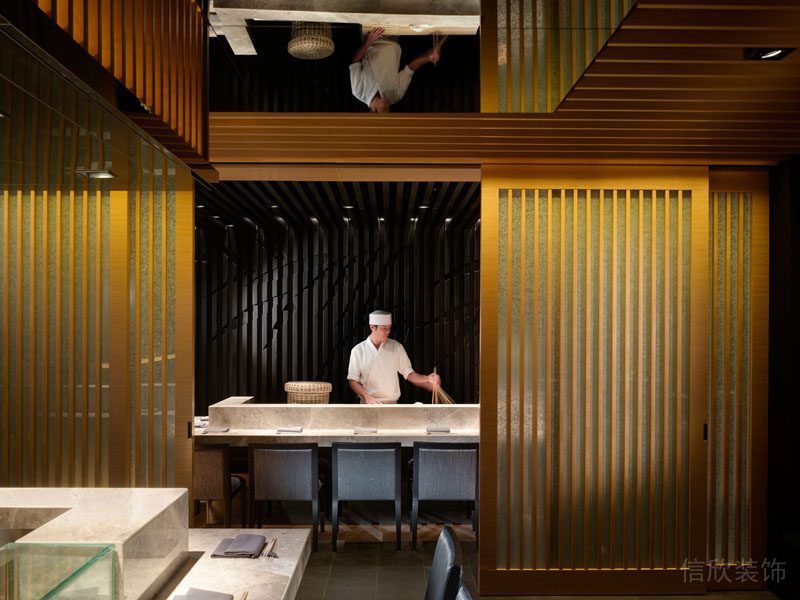 餐廳裝修_木格柵隔斷屏風