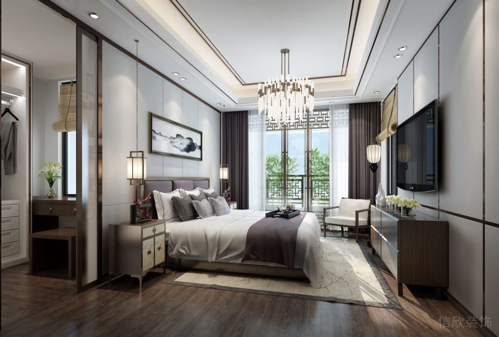 中式臥室南山水灣裝修1