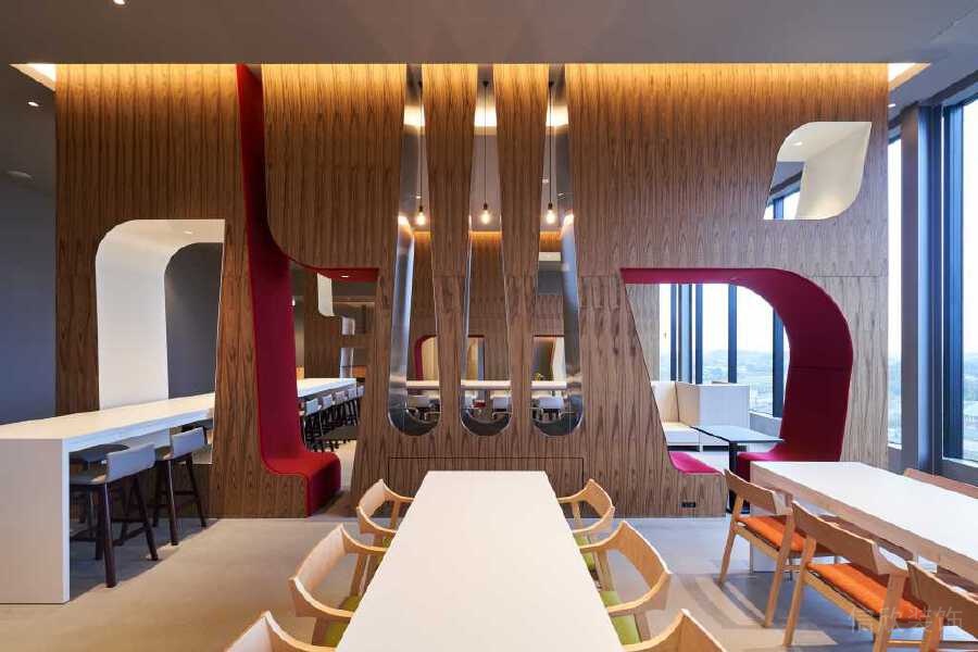 墻體幾何鏤空創(chuàng)意現(xiàn)代辦公室裝修設(shè)計(jì)員工餐廳