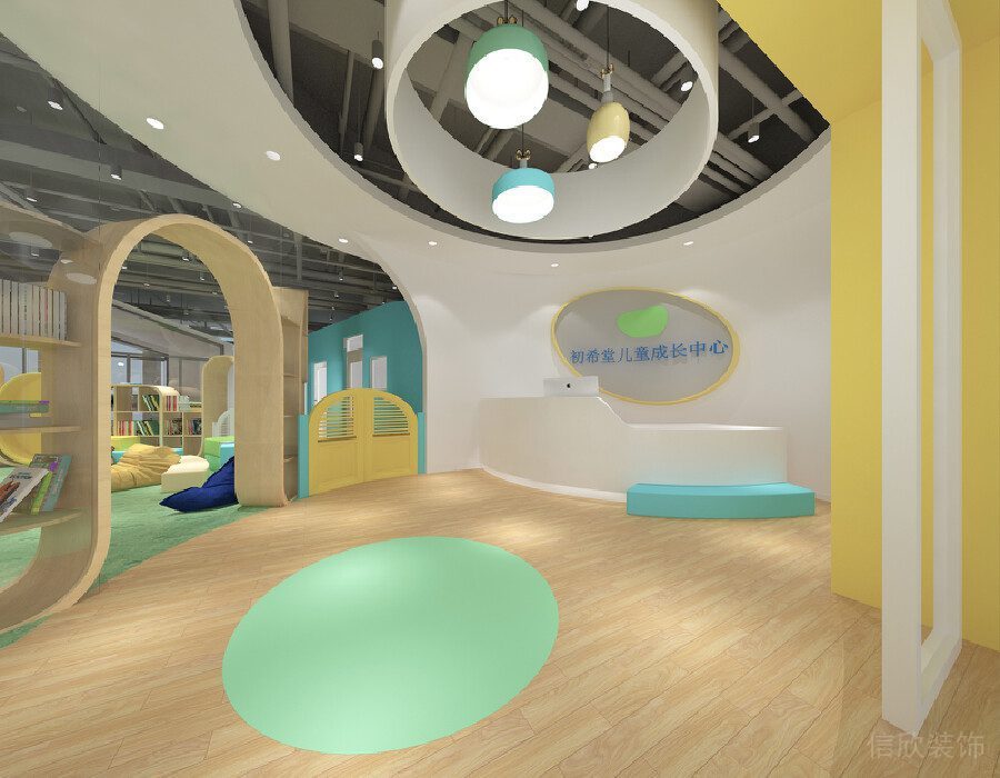 原木地板半開放式前臺(tái)設(shè)計(jì)