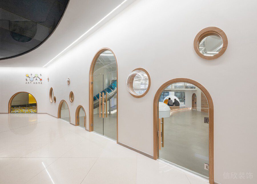 弧形過道裝修玻璃培訓(xùn)機(jī)構(gòu)過道設(shè)計(jì)圖