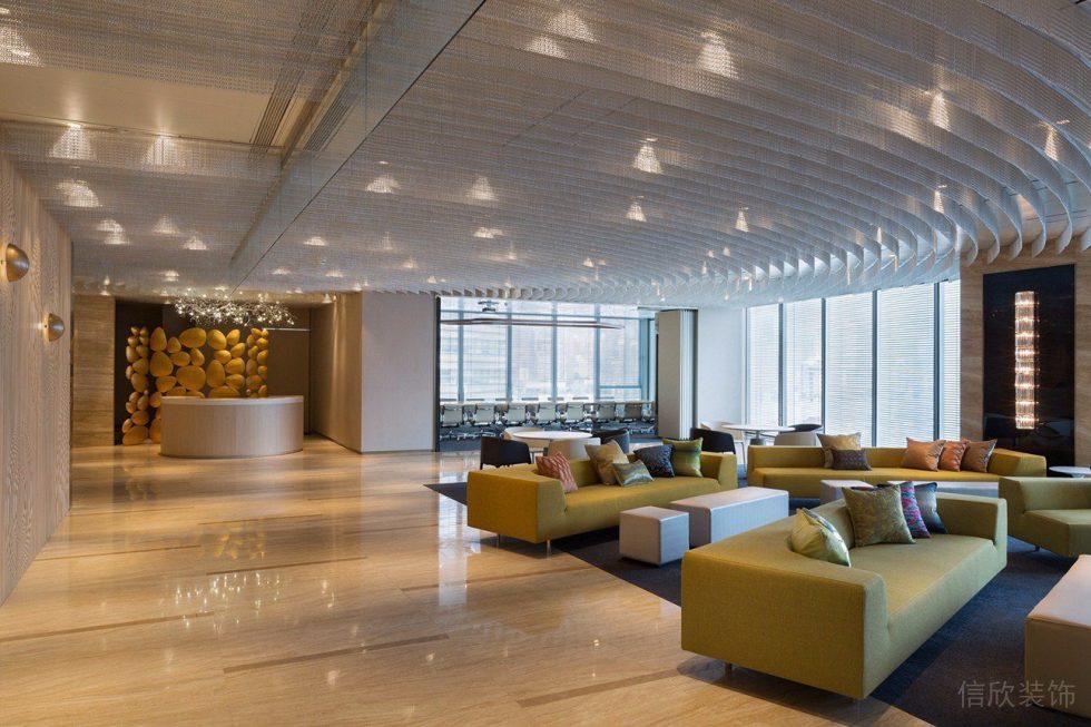 辦公室大理石過道裝修設(shè)計(jì)沙發(fā)會客區(qū)