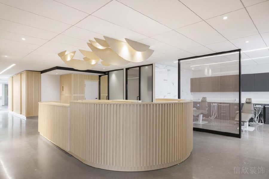 弧線牙科診所私人機構裝修設計前臺區域