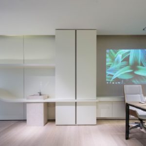 墻柜一體式設(shè)計(jì)冰箱內(nèi)嵌式設(shè)計(jì)簡約辦公室效果