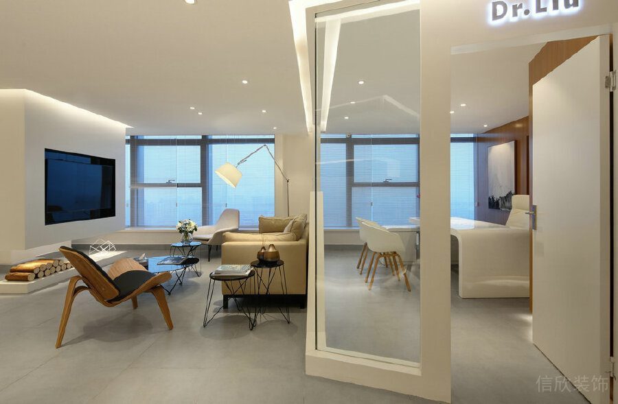 辦公室裝修設(shè)計現(xiàn)代簡約玻璃簡約白色隔斷