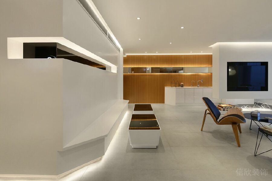 內(nèi)嵌式鏤空墻體拐角效果辦公室休息區(qū)域設(shè)計