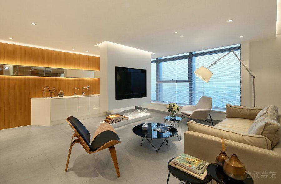 皮革沙發(fā)休息區(qū)域辦公室裝修設(shè)計效果圖