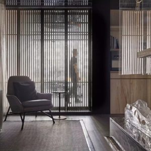 鏤空竹編中式辦公室休息區(qū)設(shè)計