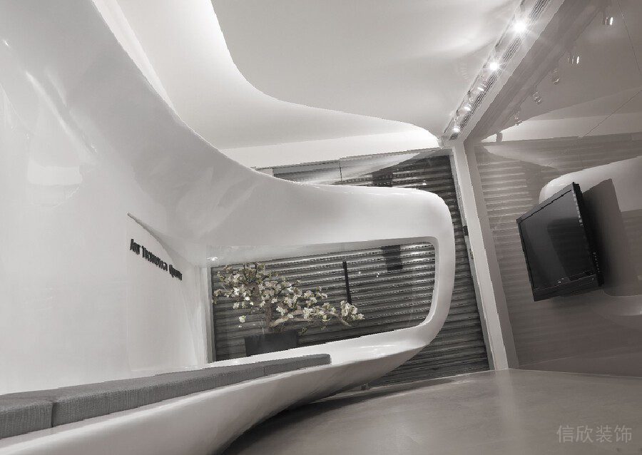 科技純白簡約風工作室裝修設(shè)計休息區(qū)效果