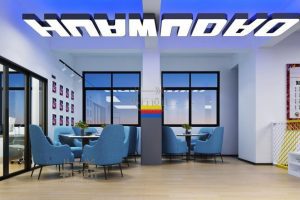 字母鏤空墻體天花吊頂led設(shè)計(jì)休息區(qū)地板設(shè)計(jì)健身房