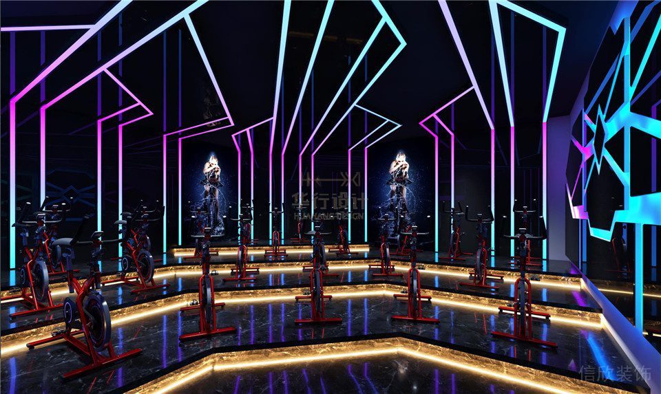 健身房裝修設計鄭州華武道-動感單車 健身房裝修設計鄭州華武道-動感單車