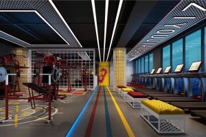 工業(yè)風(fēng)金屬邊框跑步機(jī)創(chuàng)意設(shè)計(jì)健身房效果