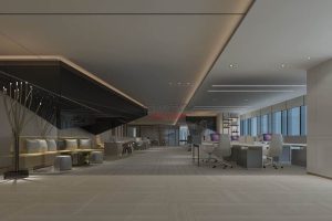 簡(jiǎn)約風(fēng)灰調(diào)辦公室過(guò)道開(kāi)放區(qū)域