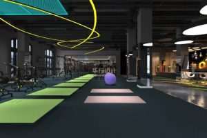 公共開(kāi)放區(qū)域健身房裝修效果弧線天花設(shè)計(jì)