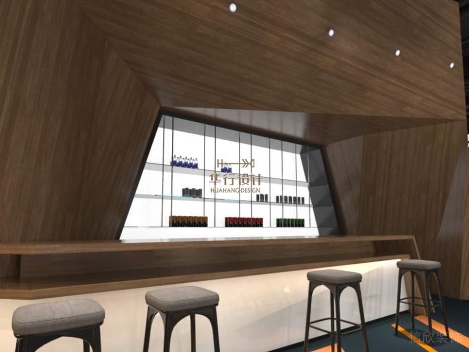 木質(zhì)幾何造型墻體隔斷休息區(qū)辦公室