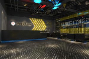 健身房俱樂(lè)部前臺(tái)裝修設(shè)計(jì)效果圖暗色設(shè)計(jì)鋼鐵地板