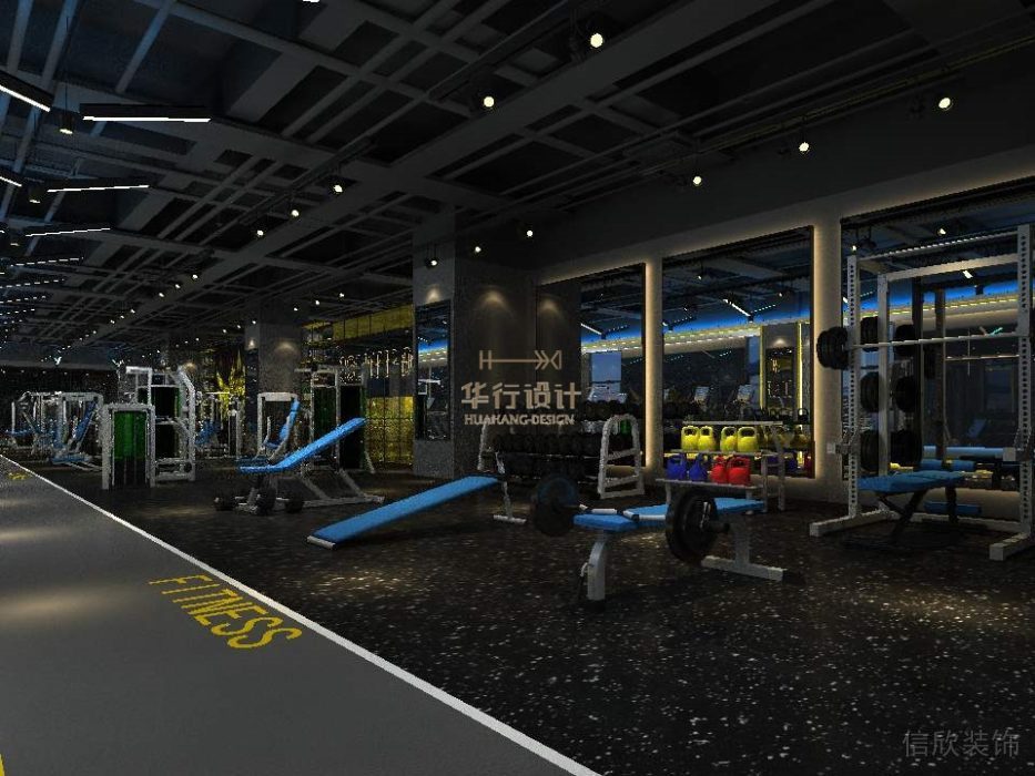 暗色現(xiàn)代商務(wù)水磨石健身房設(shè)計效果