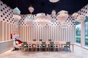 天花吊頂裝修設(shè)計效果圖多功能教室軟包條紋波點設(shè)計