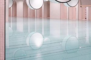 漸變玻璃游泳池裝修設(shè)計粉色瓷磚設(shè)計圖