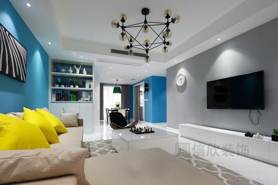 北歐風大廳裝修效果圖天花吊頂休息區(qū)內(nèi)嵌式墻柜創(chuàng)意設計