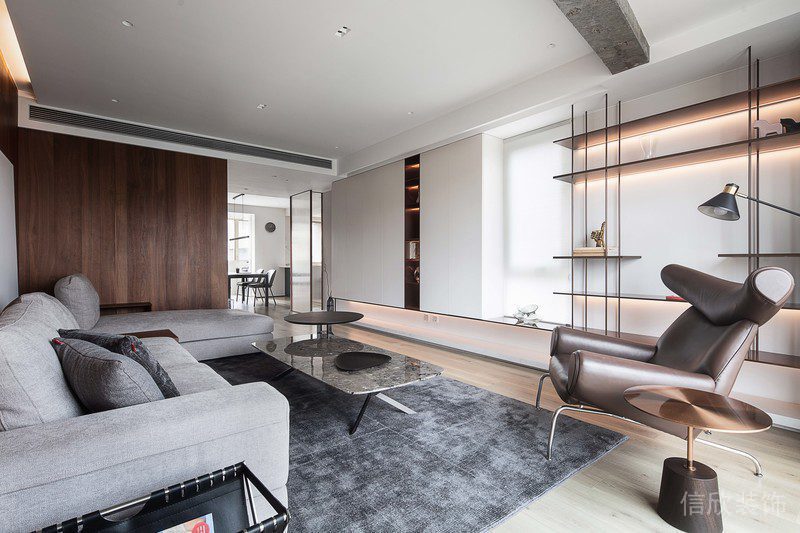 客廳裝修墻體收納金屬墻柜創(chuàng)意定制效果圖茶幾大理石原木風(fēng)地板