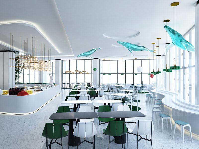 辦公室現(xiàn)代風(fēng)員工用餐區(qū)效果圖