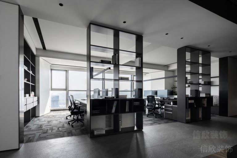 辦公室現代簡約風辦公區過道效果圖