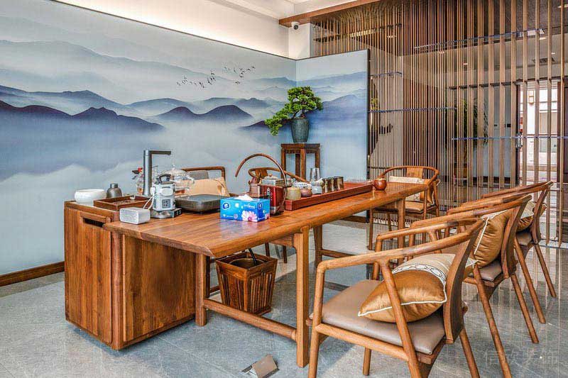 茶室簡(jiǎn)約原木家具的效果