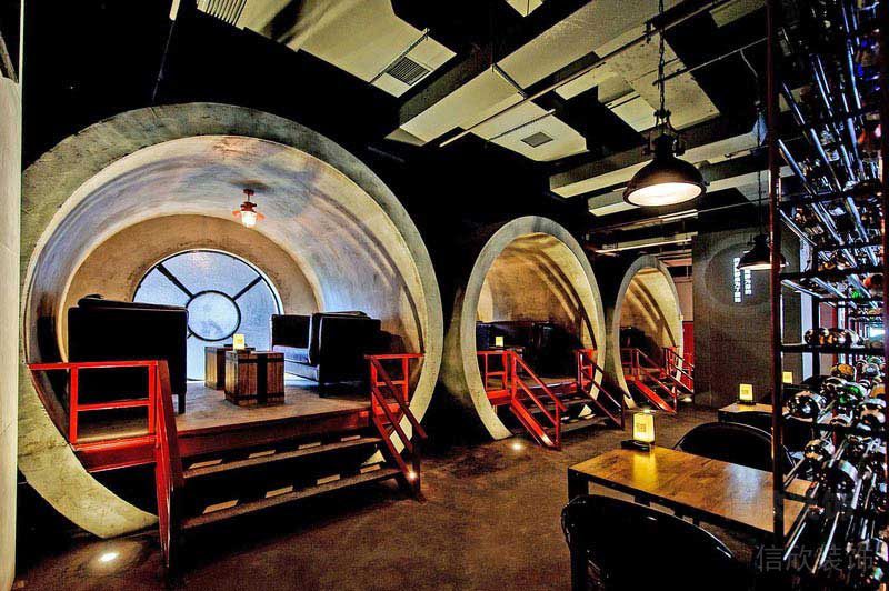 餐廳工業風管道包間效果圖