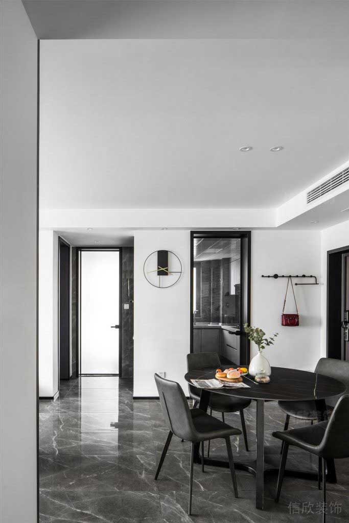二手房改造后現(xiàn)代風(fēng)黑白灰餐廳效果圖