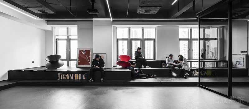 極簡風(fēng)格辦公室員工圖書閱覽區(qū)