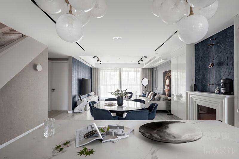 歐式極簡風(fēng)格別墅樣板間客餐廳