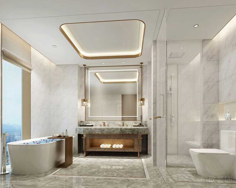 輕奢風(fēng)格家居主人套房衛(wèi)浴空間