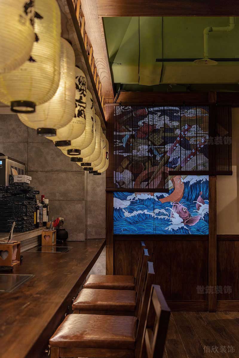 日式風(fēng)格餐廳吧臺實景圖
