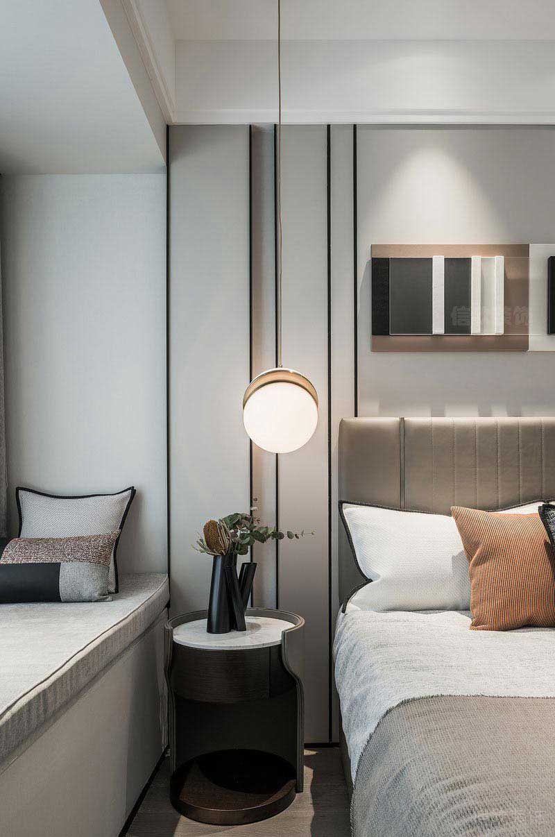 現(xiàn)代風(fēng)格臥室黑色金屬條設(shè)計(jì)效果圖