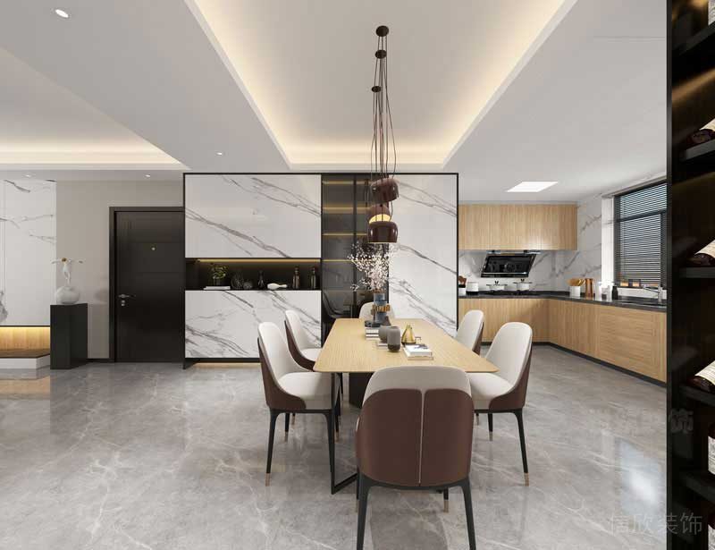 現(xiàn)代風(fēng)格樣板間餐廳實(shí)景圖
