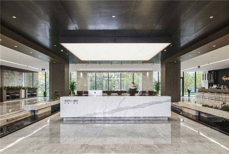 現(xiàn)代極簡風(fēng)辦公室大堂大理石服務(wù)臺