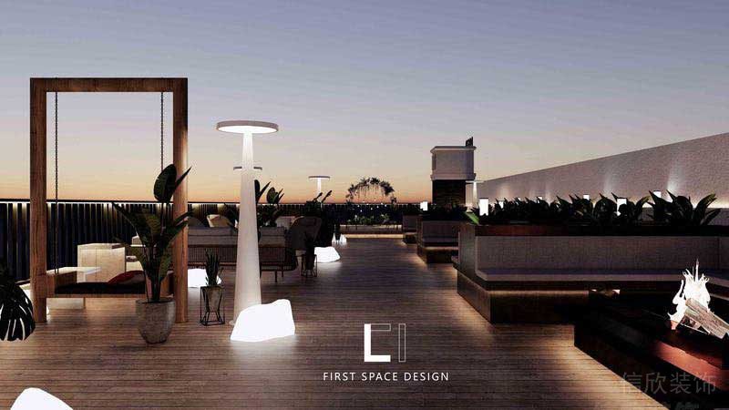 現(xiàn)代簡約風餐廳露天花園