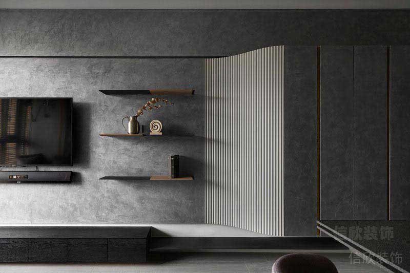 新居后現(xiàn)代風(fēng)黑白灰客廳效果圖(1)