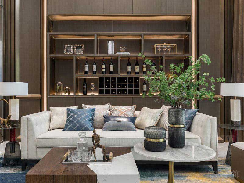 新居現(xiàn)代輕奢風沙發(fā)背景墻效果圖(2)