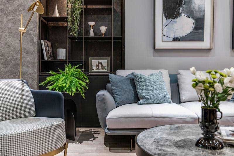 新居現(xiàn)代輕奢風沙發(fā)背景墻效果圖(3)