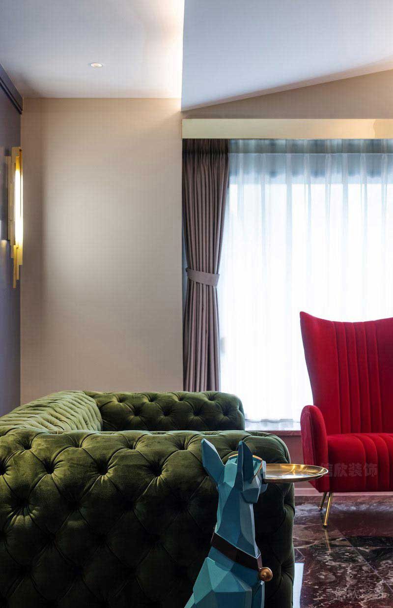 新居現代輕奢風天鵝絨沙發效果圖 (2)