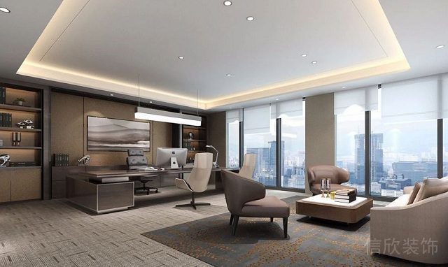 辦公室裝修細節，咖啡色的總經理辦公室