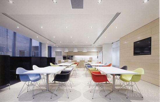 直線性過道彩色休息區(qū)吸頂燈裝修效果圖辦公室墻體裝修