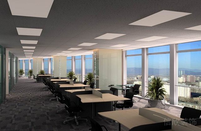 辦公室公共辦公區靠窗邊卡座裝修圖