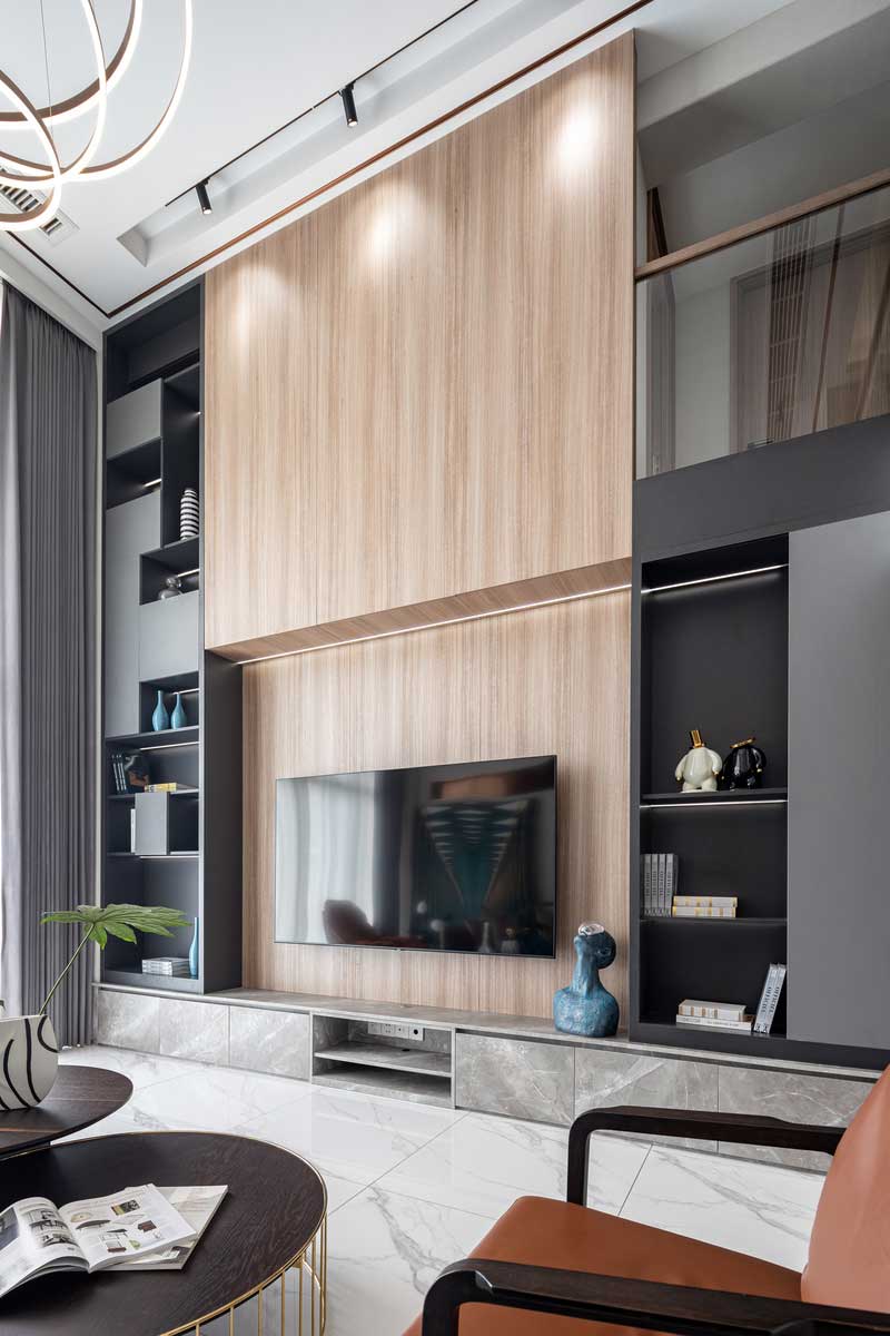 深圳羅湖區現代輕奢風家居裝修設計電視背景墻 深圳羅湖區現代輕奢風家居裝修設計電視背景墻