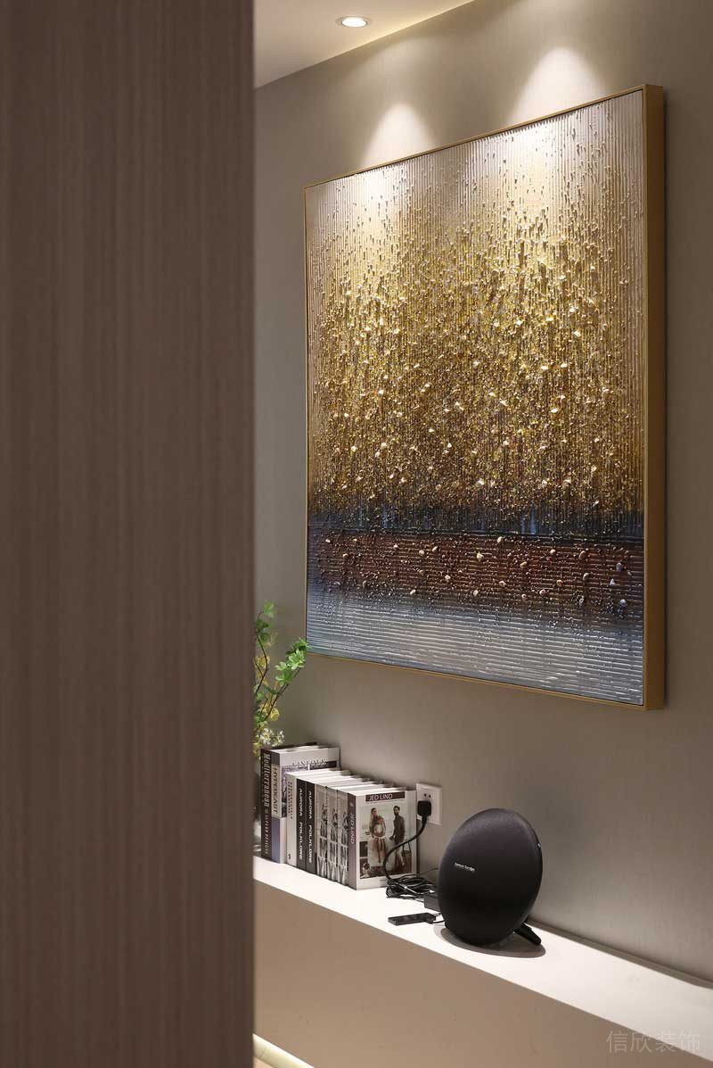 深圳羅湖區(qū)現(xiàn)代輕奢風200平方家庭住房裝修起居室藝術(shù)掛畫