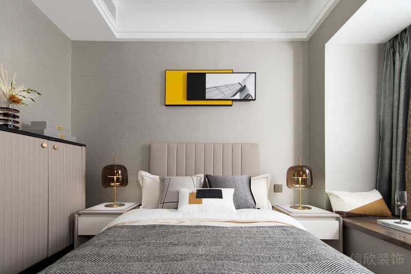 深圳龍崗坂田萬科第五園輕奢風大戶型樣板間設計次臥