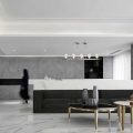 黑白色調裝修效果圖套房設計大理石開放式就餐區(qū)沙發(fā)休息區(qū)效果圖