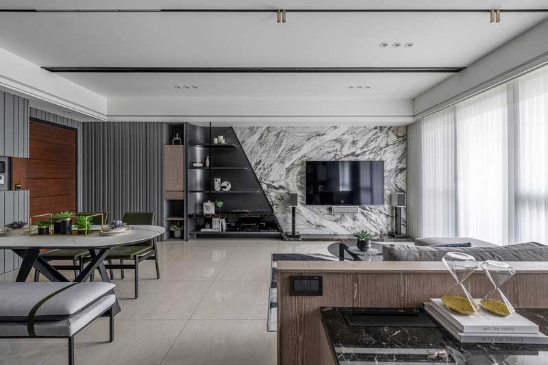 深圳福田區(qū)現(xiàn)代風格家庭新房裝修工程案例客廳